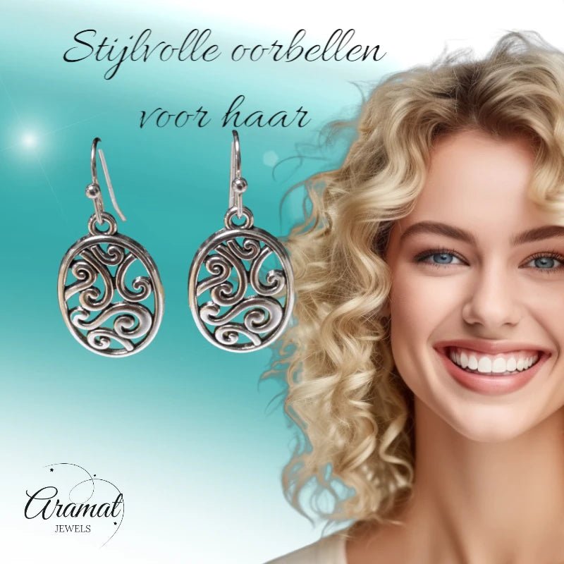 Sierlijke Ovale Boho Oorhangers &acirc;&euro;&ldquo; Antiek &acirc;&euro;&ldquo; 35x15mm -