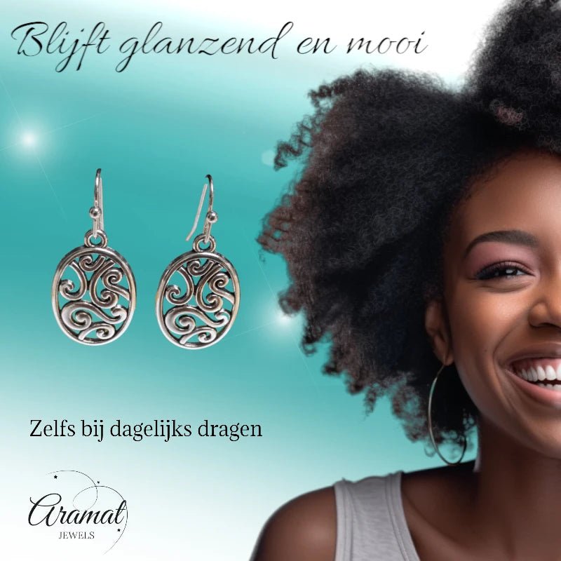 Sierlijke Ovale Boho Oorhangers &acirc;&euro;&ldquo; Antiek &acirc;&euro;&ldquo; 35x15mm -