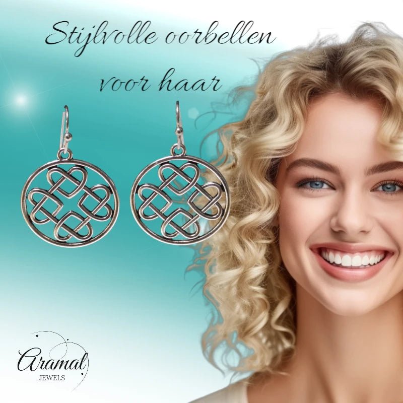 Keltische Boho Oorhangers &acirc;&euro;&ldquo; Gevlochten Cirkel &acirc;&euro;&ldquo; 35x25mm -