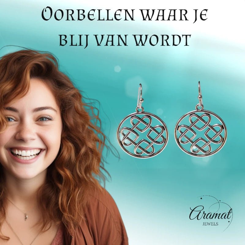 Keltische Boho Oorhangers &acirc;&euro;&ldquo; Gevlochten Cirkel &acirc;&euro;&ldquo; 35x25mm -