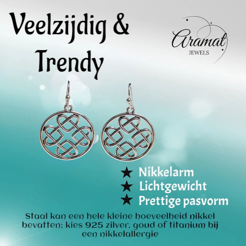 Keltische Boho Oorhangers &acirc;&euro;&ldquo; Gevlochten Cirkel &acirc;&euro;&ldquo; 35x25mm -
