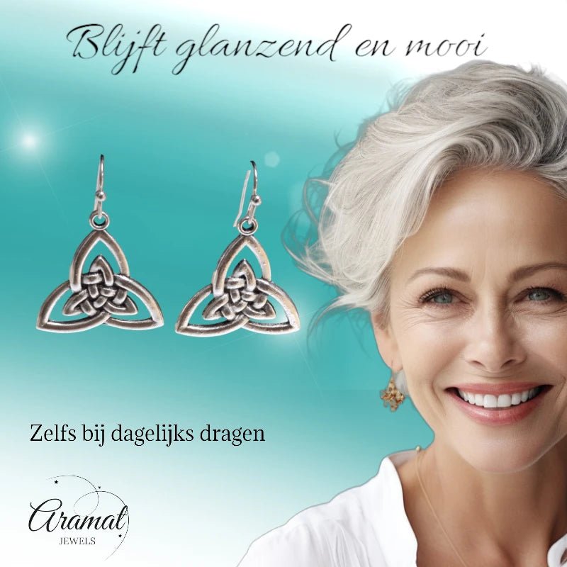 Boho Druppel Oorhangers met Keltisch Triquetra -