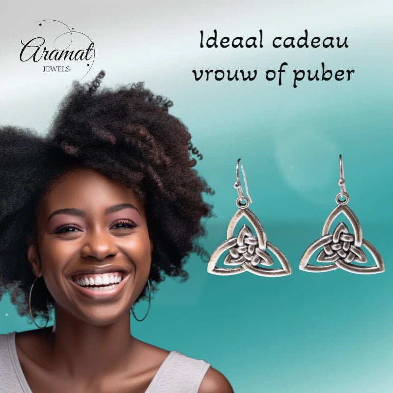 Boho Druppel Oorhangers met Keltisch Triquetra -