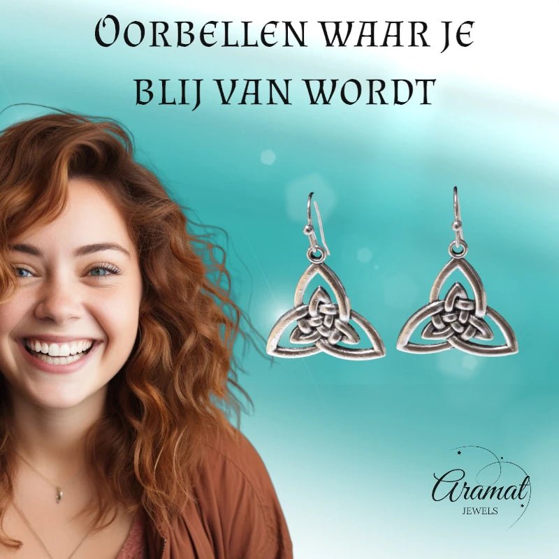 Boho Druppel Oorhangers met Keltisch Triquetra -