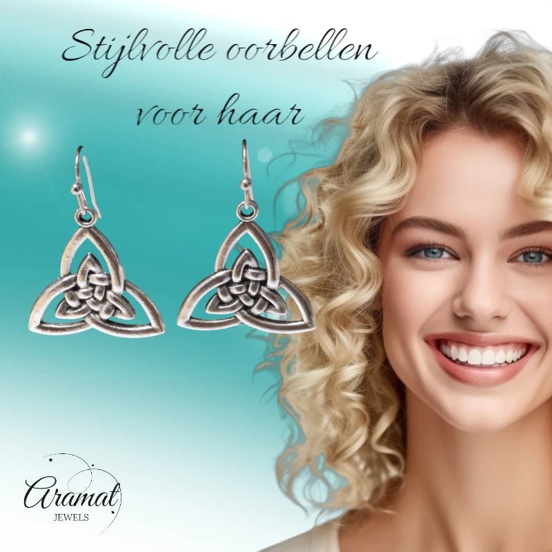 Boho Druppel Oorhangers met Keltisch Triquetra -
