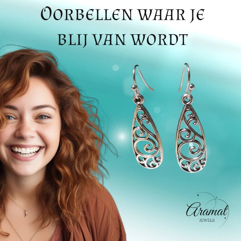 Sierlijke Boho Druppel Oorhangers &acirc;&euro;&ldquo; Antieke Afwerking &acirc;&euro;&ldquo; 40x11m