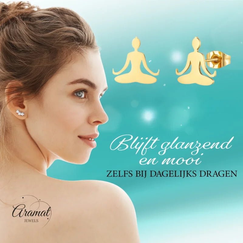 Goudkleurige Stalen Yoga Oorbellen -