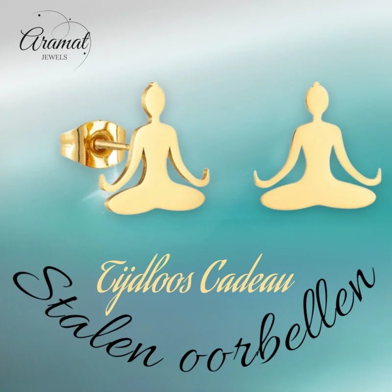 Goudkleurige Stalen Yoga Oorbellen -
