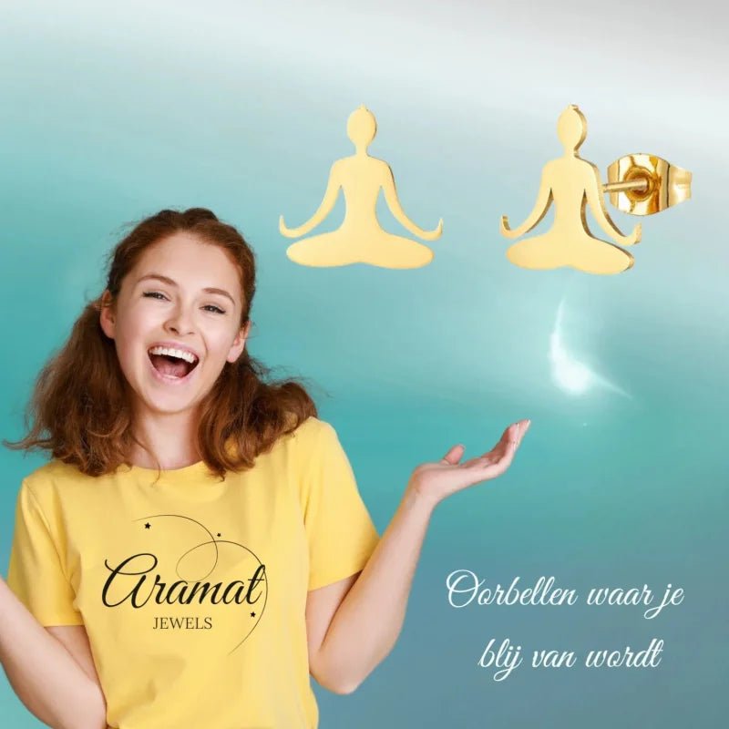 Goudkleurige Stalen Yoga Oorbellen -