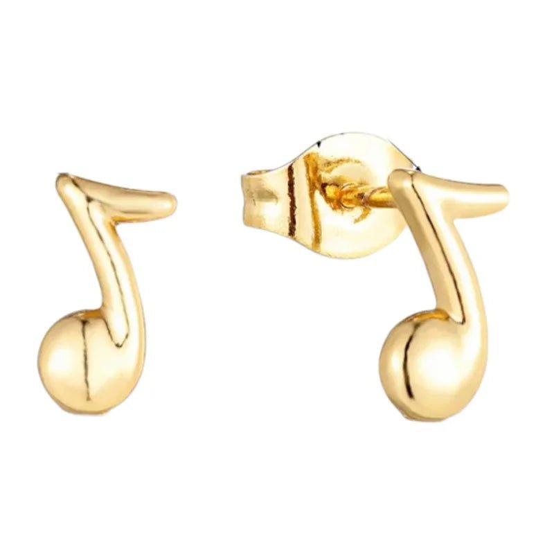 Goudkleurige Stalen Muzieknoot Oorbellen 8x6mm RVS -