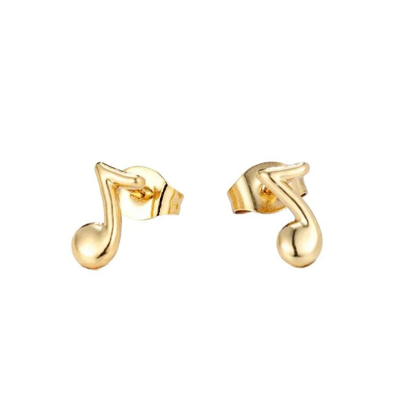 Goudkleurige Stalen Muzieknoot Oorbellen 8x6mm RVS -