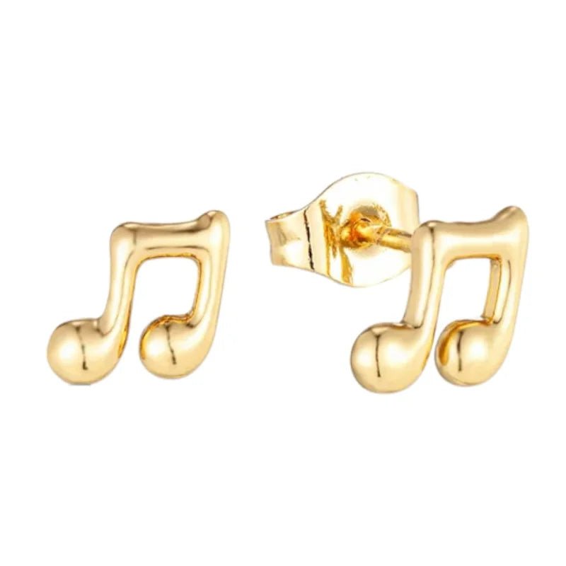 Goudkleurige Muzieknoot Oorbellen RVS - Muziek Liefhebber Cadeau -
