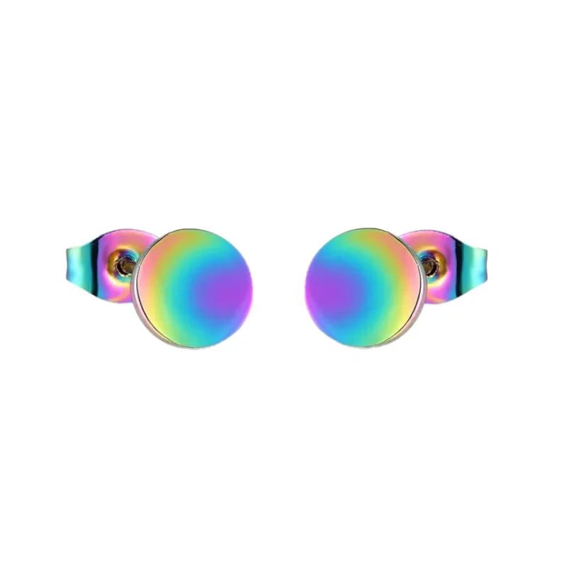 Regenboogkleurige Stalen Ronde Oorbellen Van Roestvrij Staal - 5mm -