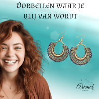 Handgemaakte Boho Oorhangers &acirc;&euro;&ldquo; Donkerblauw Touw &acirc;&euro;&ldquo; 60x40mm -