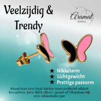 Stijlvolle Vlinder Oorbellen Van Rvs Met Emaille Afwerking -