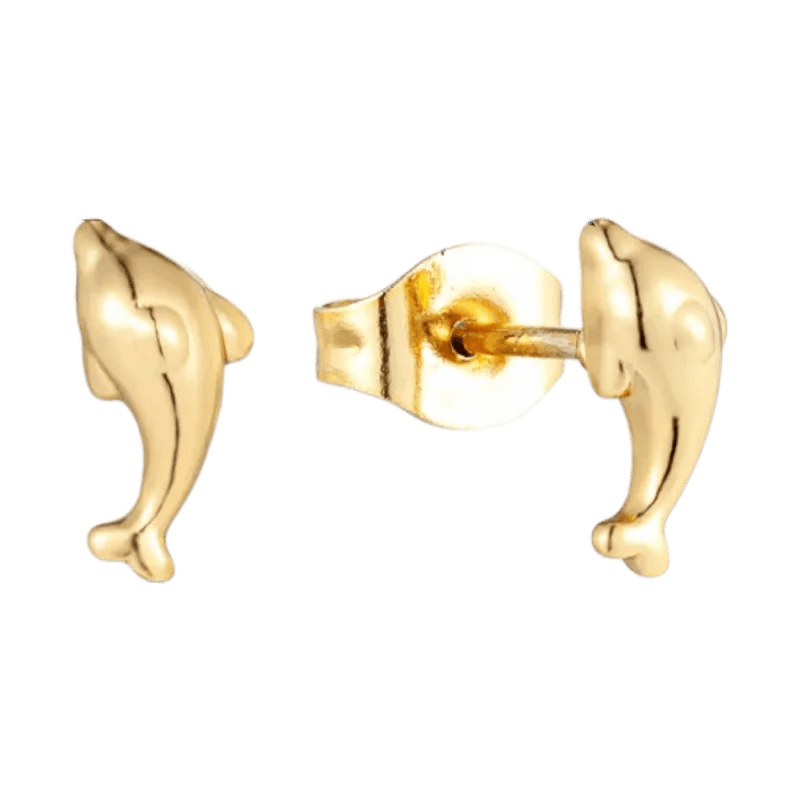 Goudkleurige Stalen Dolfijn Oorbellen 9x3mm -