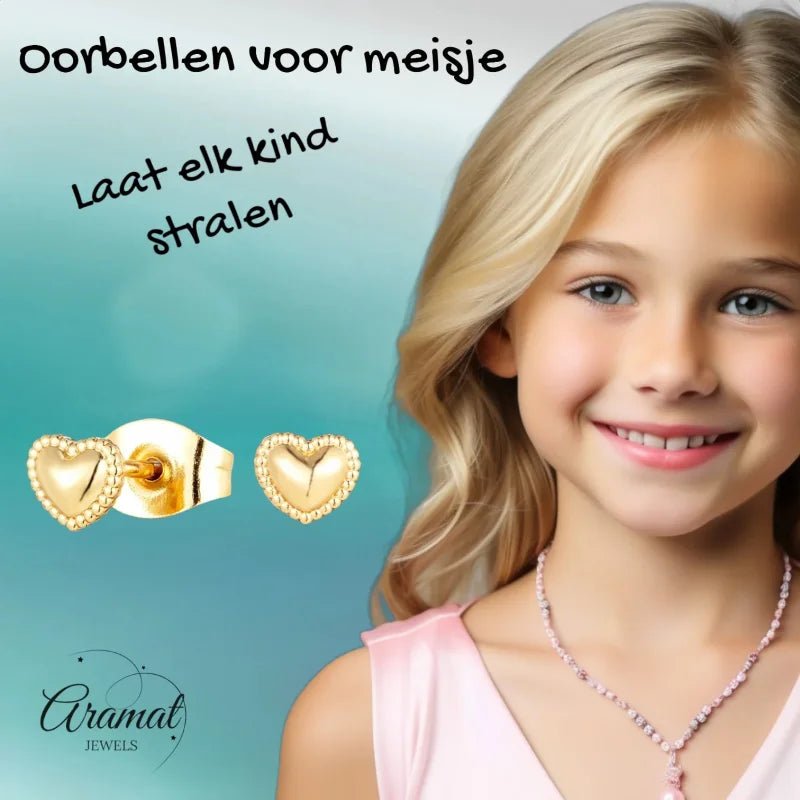 Goudkleurige Stalen Hartjes Oorbellen Staal Voor Meisjes -