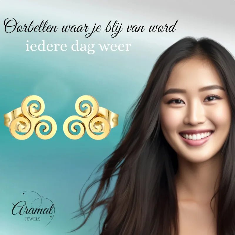 Goudkleurige Stalen Spiraal Oorbellen Van Rvs -