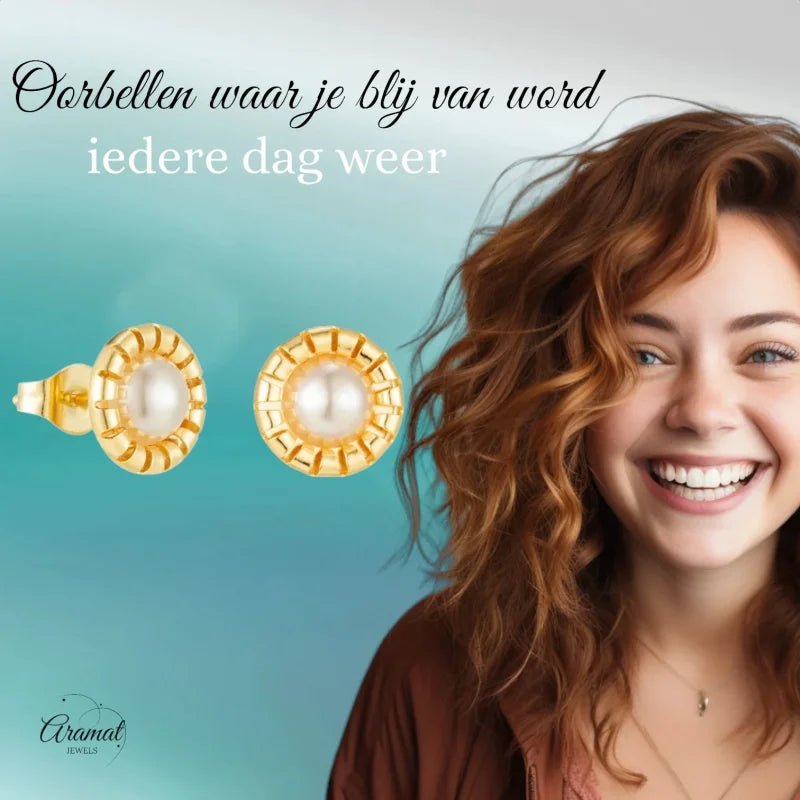 Goudkleurige Stalen Parel Oorbellen vrouw - Dames