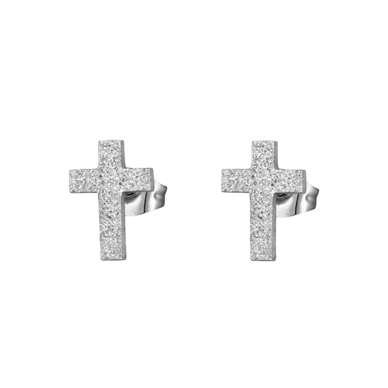 Matte RVS kruisjes Oorbellen 9x7mm - Goudkleur -