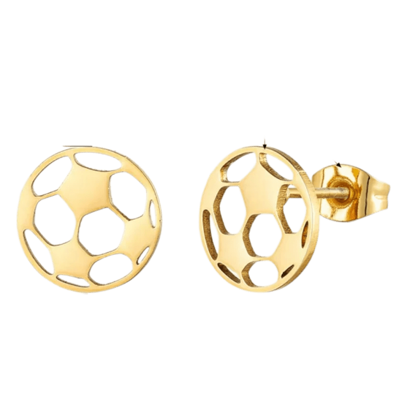 Goudkleurige Voetbal Oorbellen Van Roestvrij Staal -
