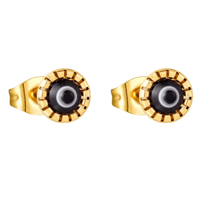 Goudkleurige Stalen Oorbellen Met Boze Oog Steen -