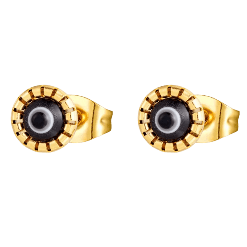 Goudkleurige Stalen Oorbellen Met Boze Oog Steen -