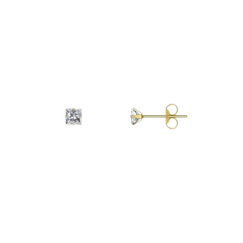 Stalen Goudkleurige Vierkante Oorbellen Transparant - 2mm -