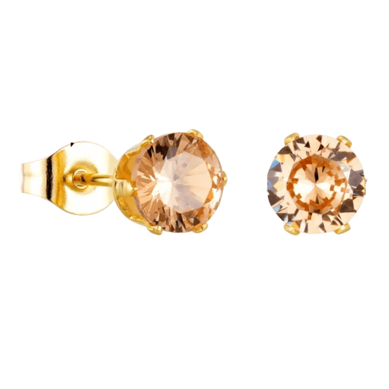 Goudkleurige Oorbellen Met Champagne Zirkonia -