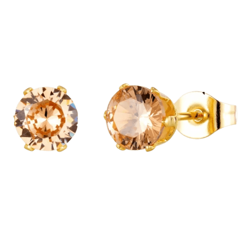 Goudkleurige Oorbellen Met Champagne Zirkonia -