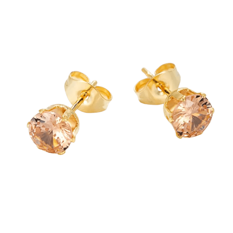 Goudkleurige Oorbellen Met Champagne Zirkonia -