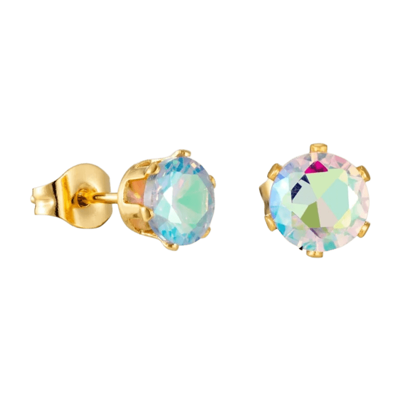 Goudkleurige AB zirkonia oorbellen &acirc;&euro;&ldquo; 6 mm -