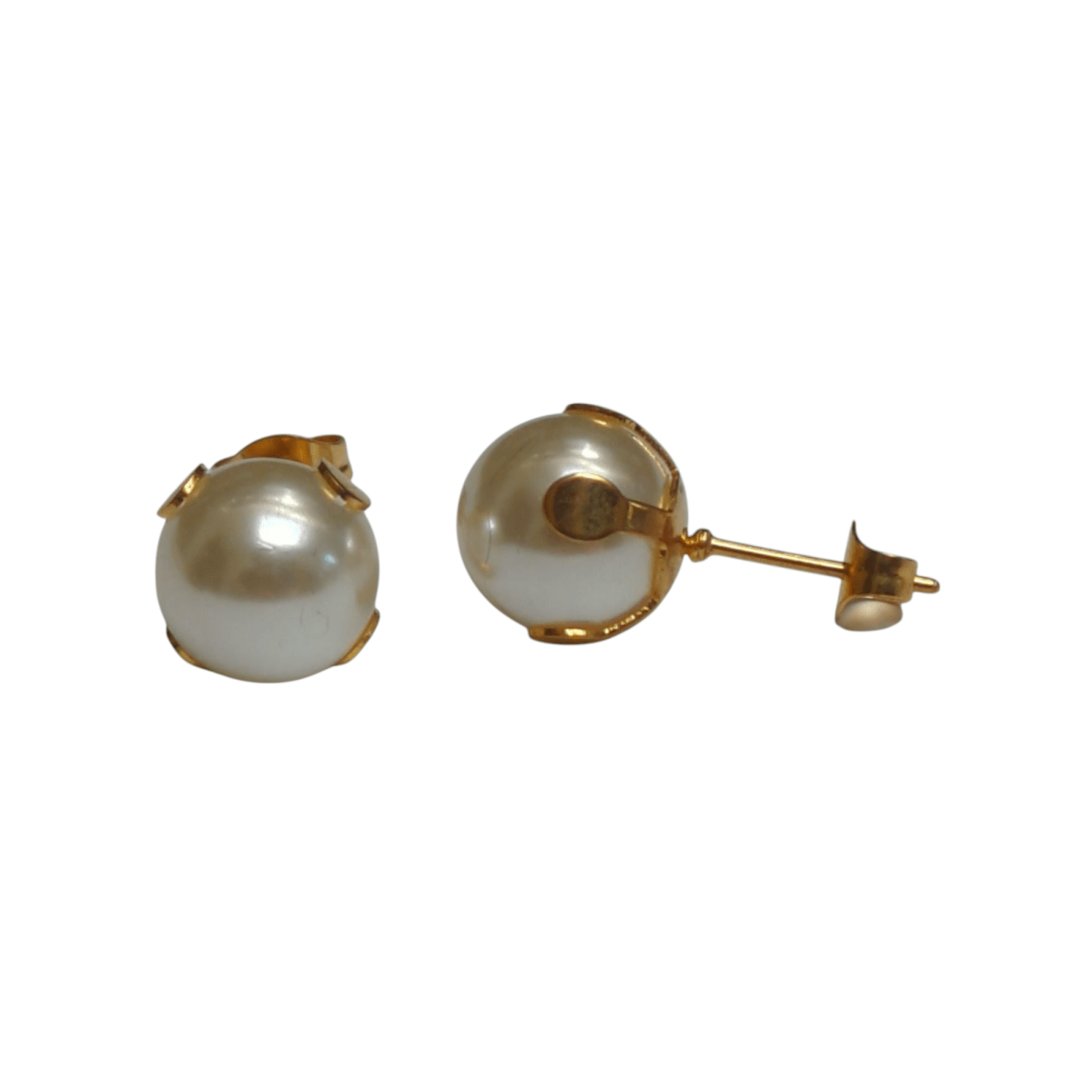 Goudkleurige Stalen Parel Oorbellen 9mm -