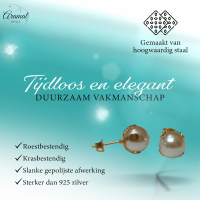 Goudkleurige Stalen Parel Oorbellen 9mm -