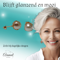 Goudkleurige Stalen Parel Oorbellen 9mm -