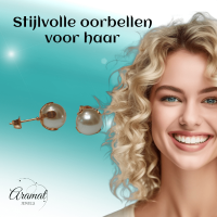 Goudkleurige Stalen Parel Oorbellen 9mm -
