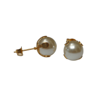 Goudkleurige Stalen Parel Oorbellen 9mm -