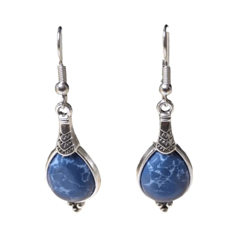 Boho Druppel Oorhangers Donkerblauw vrouw -