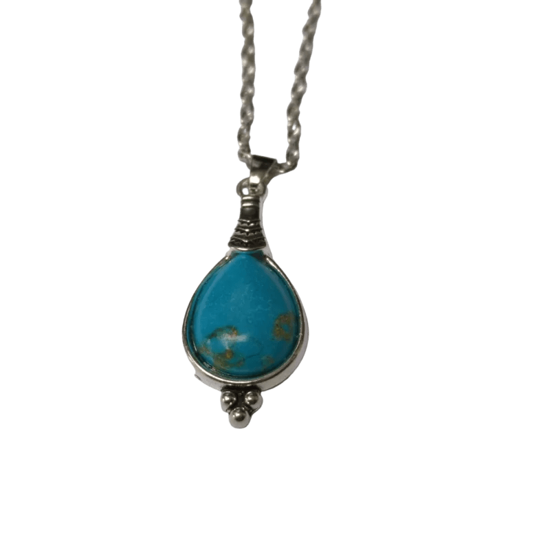 Boho Ketting Dames Druppel Hemels Blauw 33mm - Bohemien Hanger - Dames