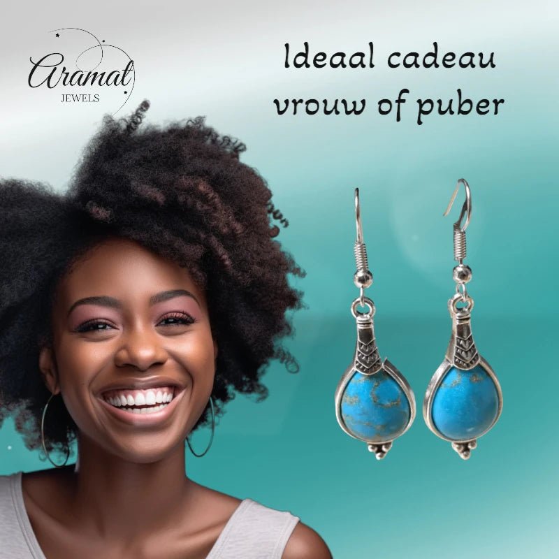 Elegante Druppel Oorhangers Hemelsblauw vrouw -