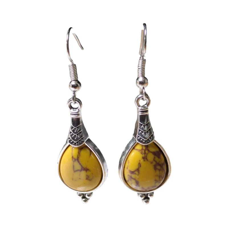 Boho Druppel Oorhangers &acirc;&euro;&ldquo; Gele Steen &acirc;&euro;&ldquo; 52x15mm -
