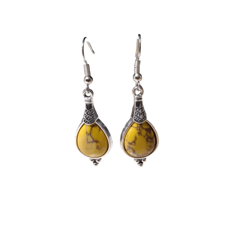 Boho Druppel Oorhangers &acirc;&euro;&ldquo; Gele Steen &acirc;&euro;&ldquo; 52x15mm -