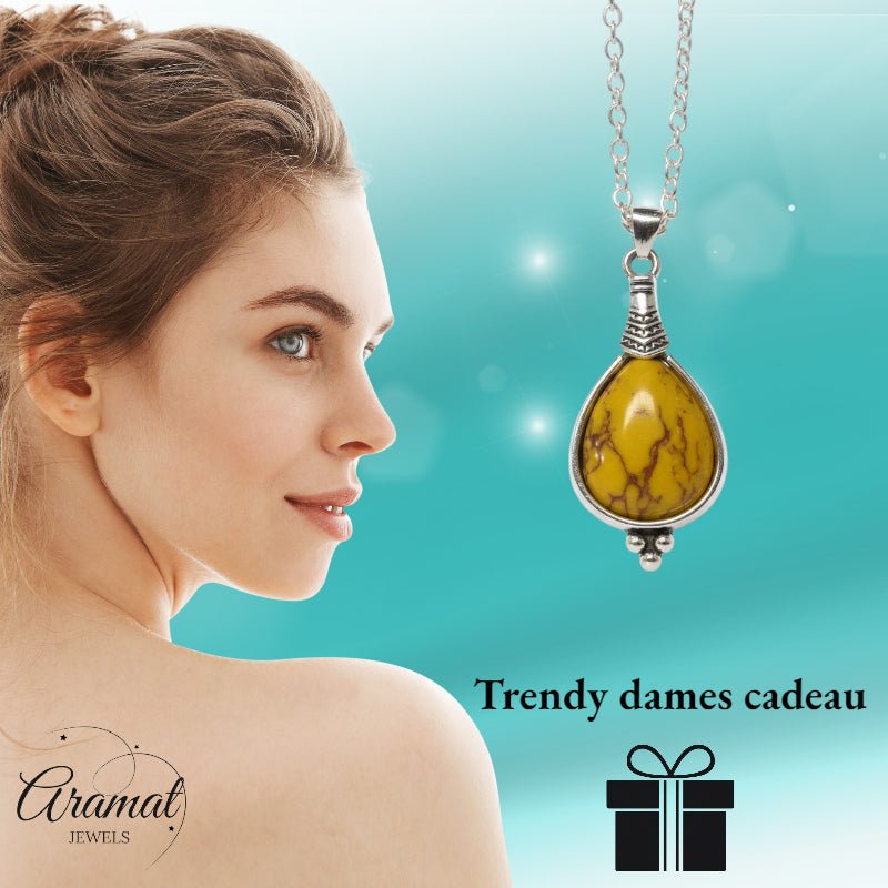 Gele Boho Ketting - Zinklegering - 33mm - Damesketting - Dames