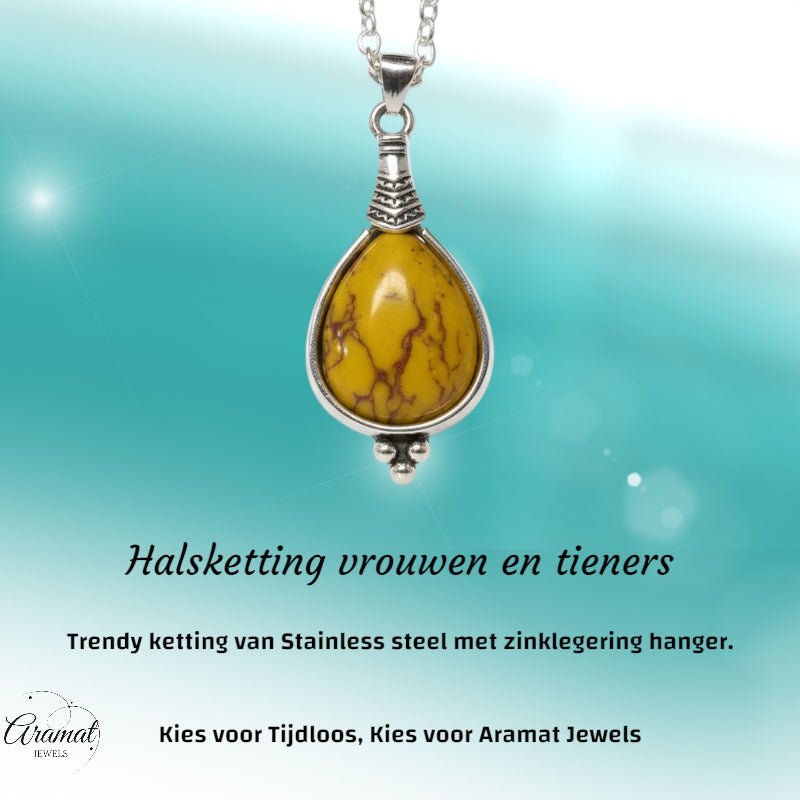 Gele Boho Ketting - Zinklegering - 33mm - Damesketting - Dames