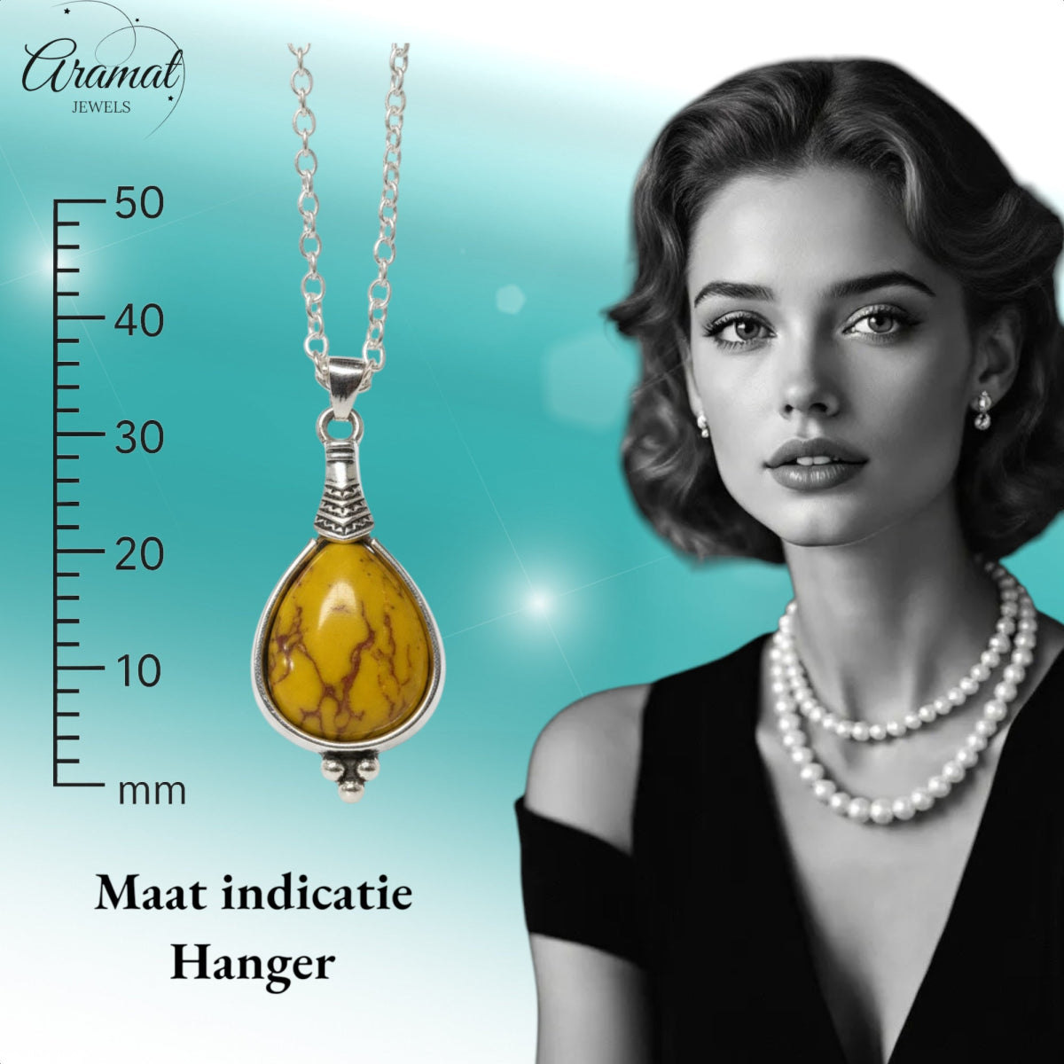 Gele Boho Ketting - Zinklegering - 33mm - Damesketting - Dames