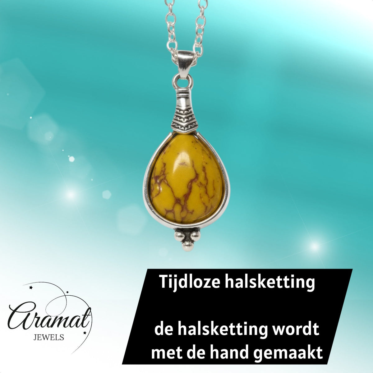 Gele Boho Ketting - Zinklegering - 33mm - Damesketting - Dames