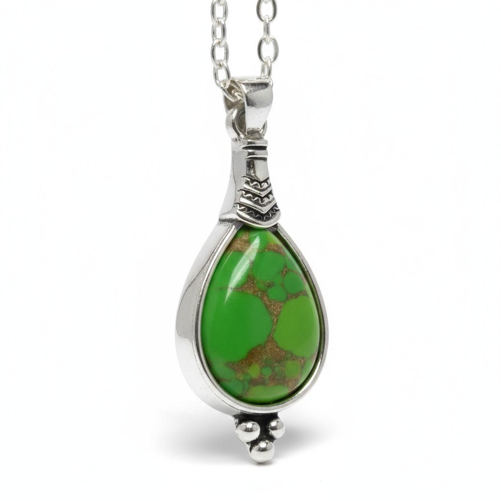 Bohemien Groene Gemarmerde Ketting - Dames