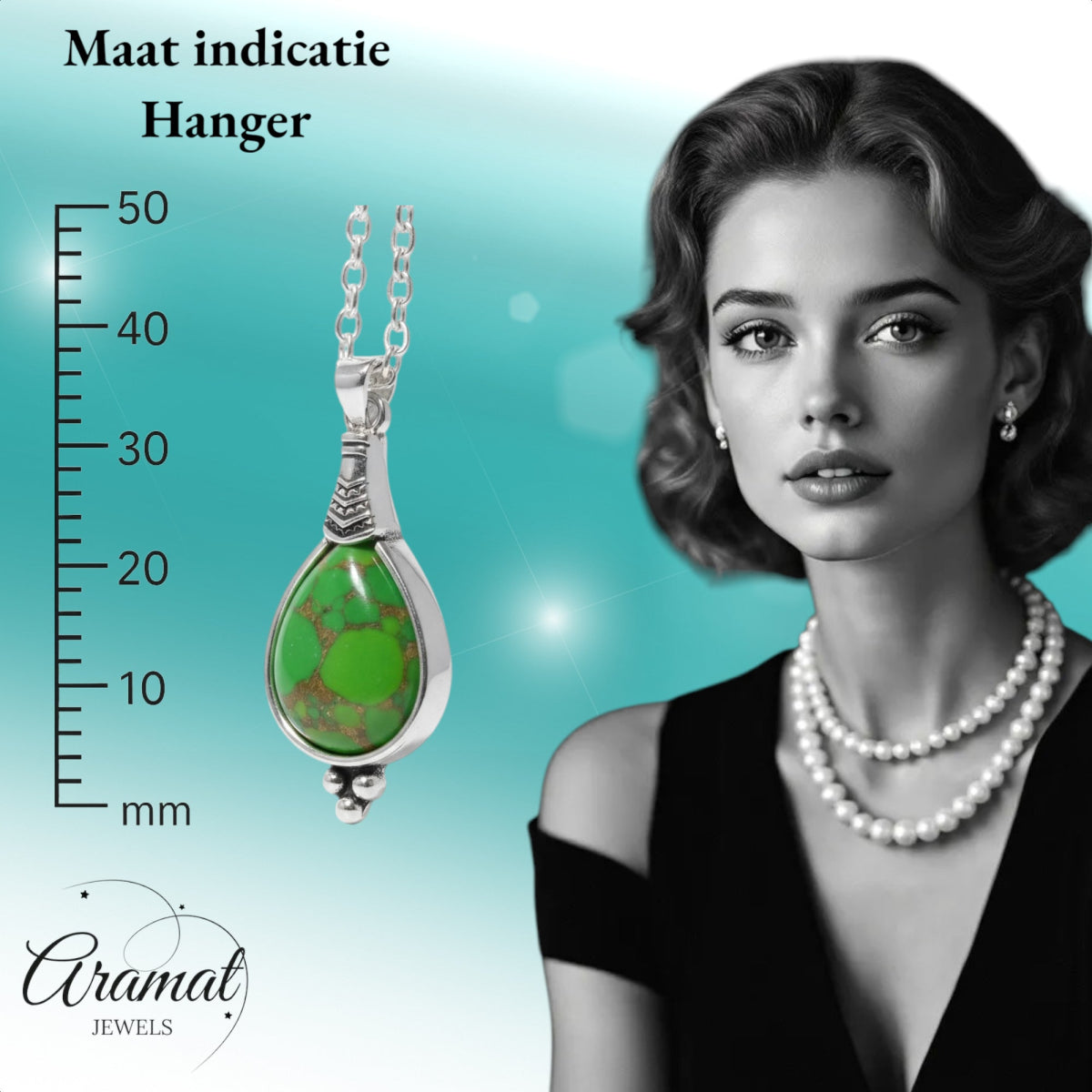 Bohemien Groene Gemarmerde Ketting - Dames