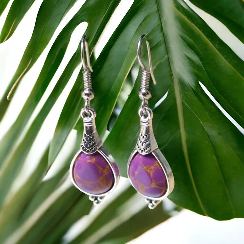 Prachtige Paarse Druppel Oorhangers met Bohemien Charme -