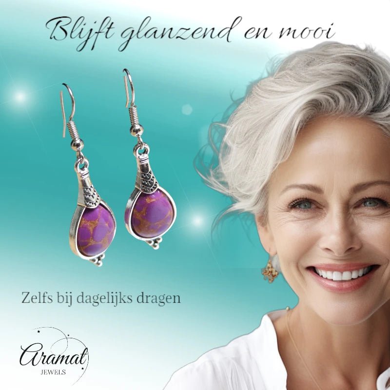 Prachtige Paarse Druppel Oorhangers met Bohemien Charme -